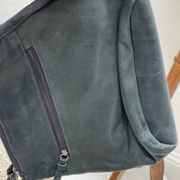 Great American Leatherworks Crossbody Purse Shoulder Bag Leather Dark Gray Green - Picture 11 of 12